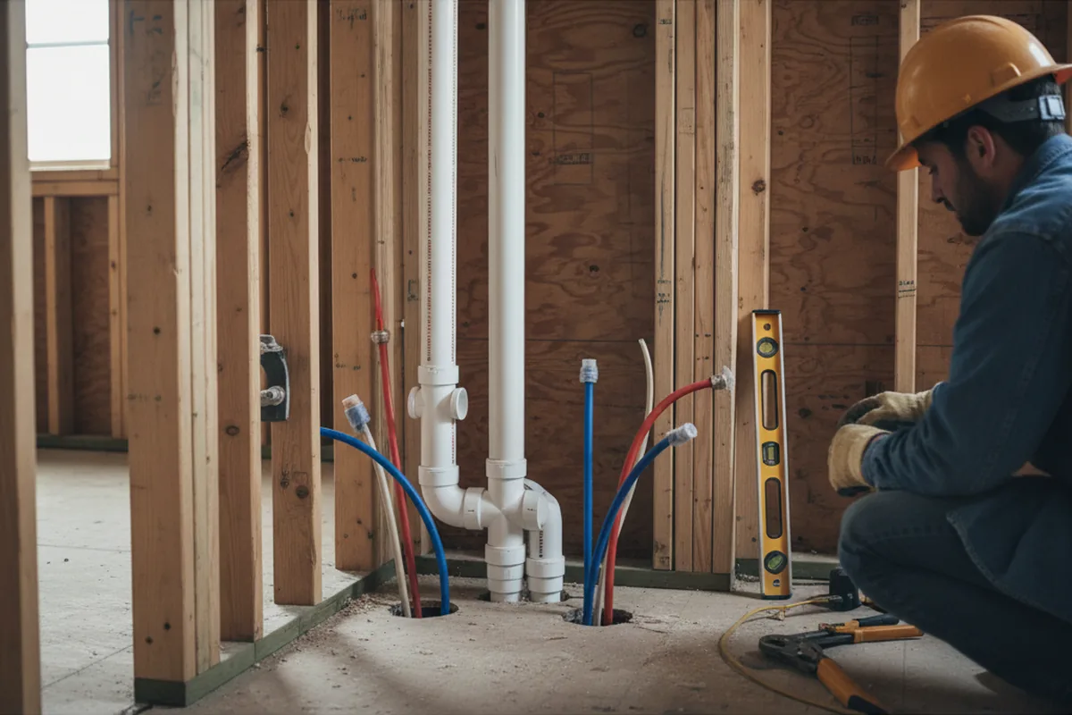 Drain and supply rough-in during Leak Detection in Statesville