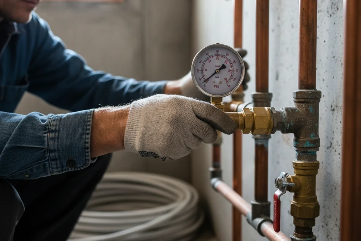Pressure testing a repaired line during Water Line Repair in Statesville